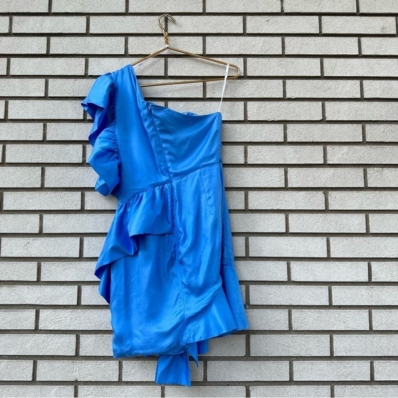 Bardot Lucia One Shoulder Frill Dress Blue - Picture 8 of 13